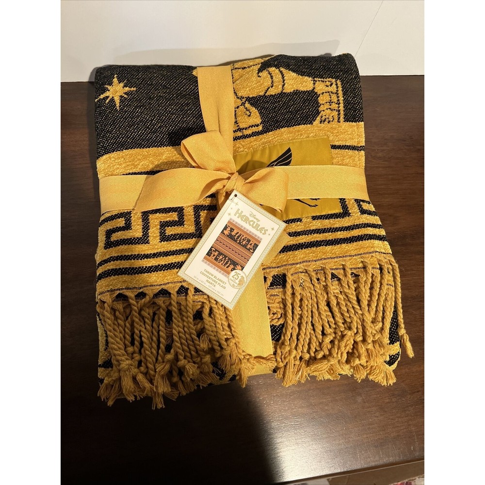 NWT Disney Hercules Throw Blanket 25th Anniversary Color Gold & Black 50"X60"